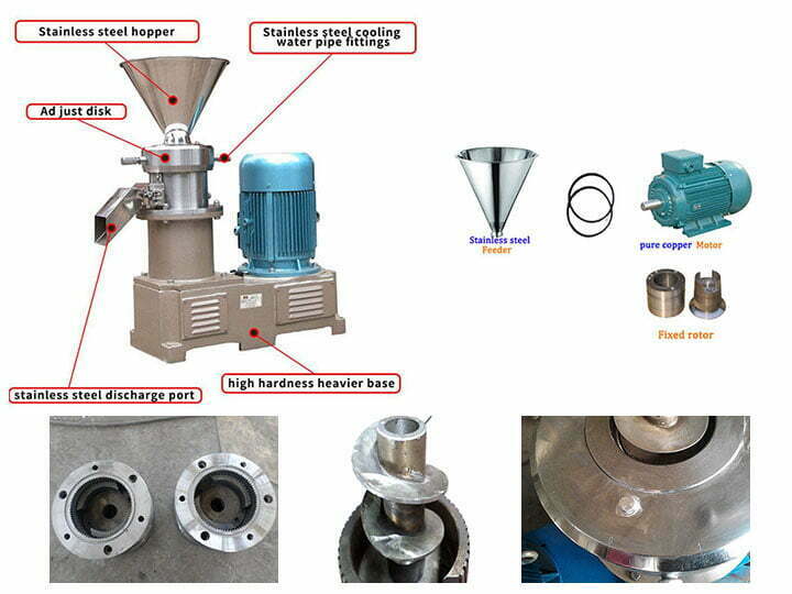 détail d'une partie de la machine de fabrication de beurre de cacahuète