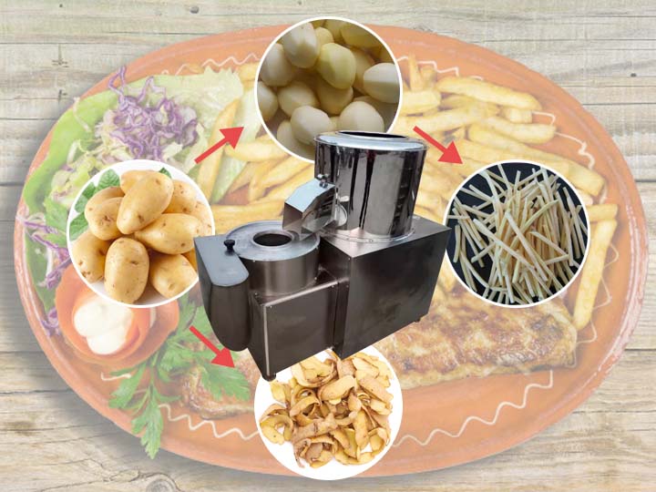 working process of the potato peeler and slicer machine