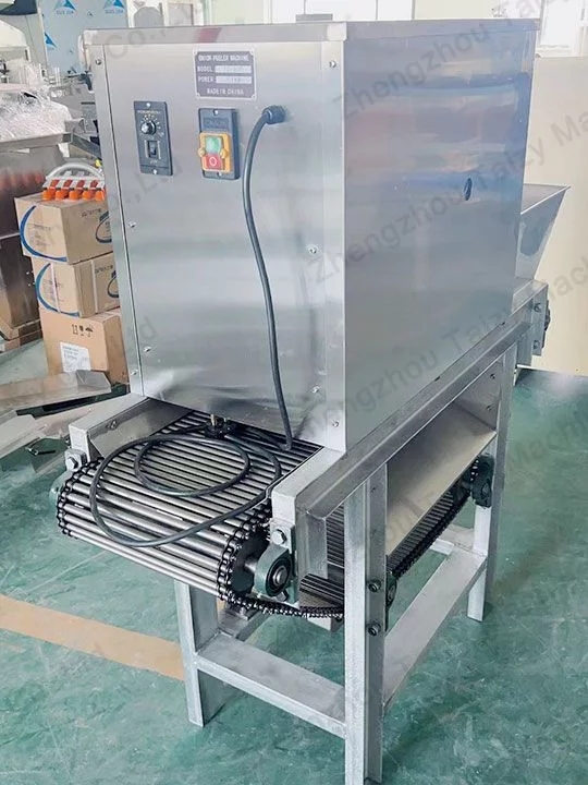 Máquina peladora de piel de cebolla por compresión de aire