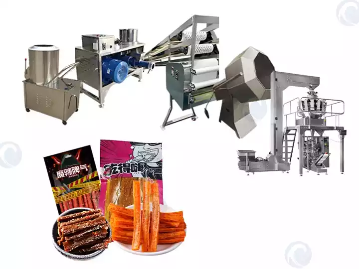 Jalur Produksi Strip Pedas | Mesin Camilan Pedas China 7 Jalur Produksi Strip Pedas Lembut