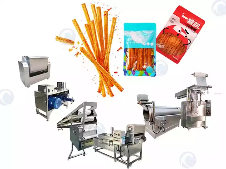 Jalur Produksi Strip Pedas | Mesin Camilan Pedas China 6 Jalur Produksi Stik Camilan Pedas